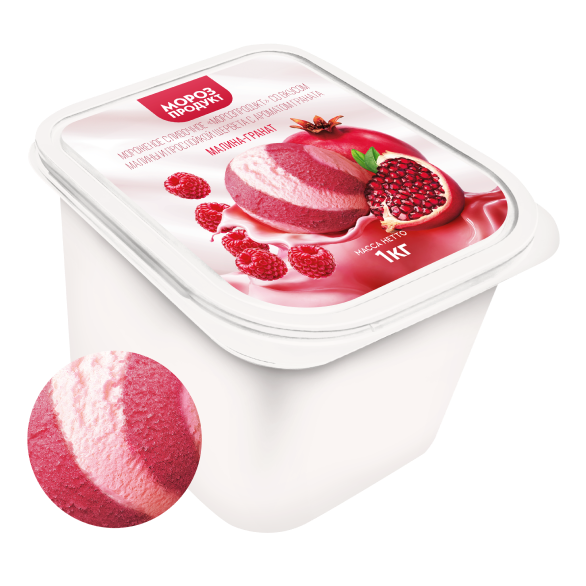 «MOROZPRODUCT» raspberry-pomegranate with a layer of creamy sorbet in ditches «MOROZPRODUCT» raspberry-pomegranate with a layer of creamy sorbet in ditches
